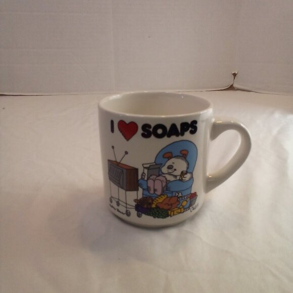 I Love Soaps Mug Vintage 80's White 3.5" - Picture 2 of 8